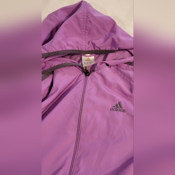 Adidas Jacket Medium Light Purple & Gray Classic Windbreaker - Picture 8 of 11